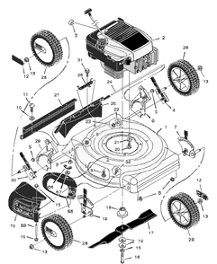 Mower Housing Assembly Diagram and Parts List for 20405X31A 1997 Briggs and Stratton Lawn Mower